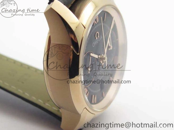 0120 De Ville Chronograph RG OMF 1:1 Best Edition Black Dial On Black Leather Strap A Sophisticated 8106